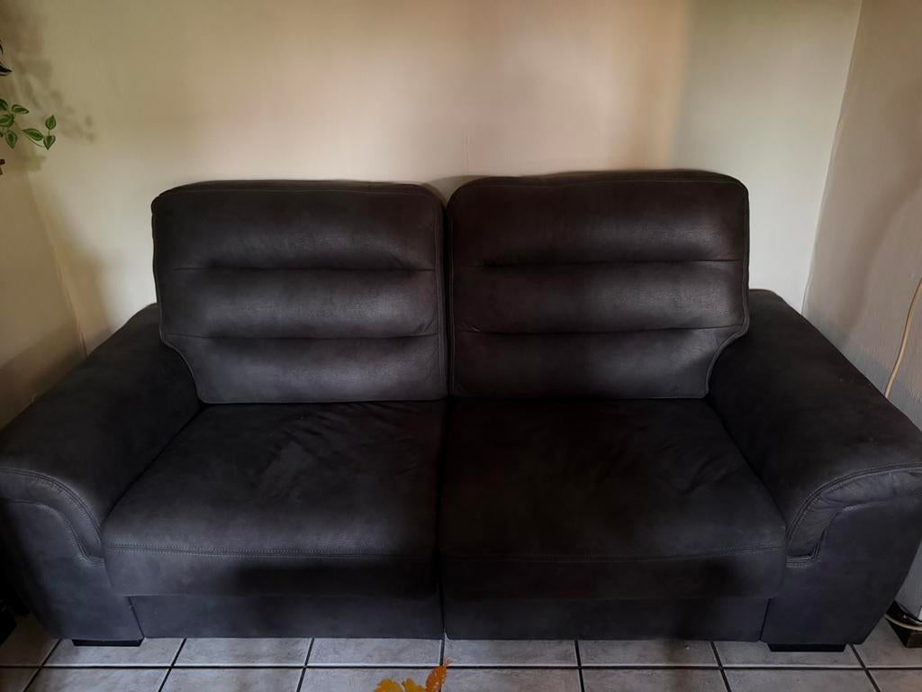 2 persoon zetel donker grijs/bruin, Enlèvement, Comme neuf