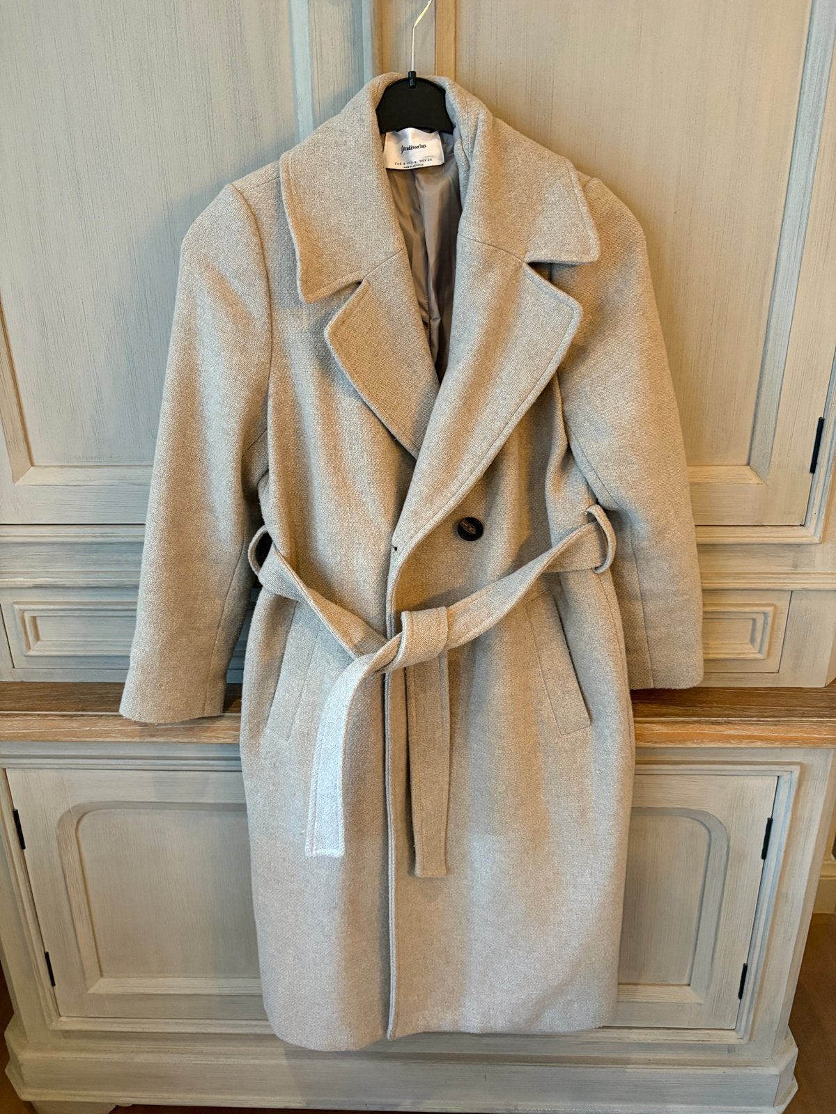 Jas lang beige Stradivarius maat S 36, Kleding | Dames, Jassen | Winter, Ophalen of Verzenden, Zo goed als nieuw, Maat 36 (S)