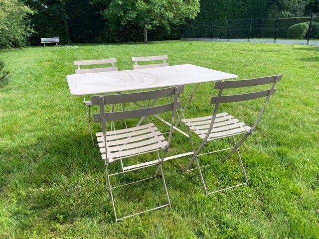 Table de bistrot Fermob et 4 chaises pour terrasse ou jardin, Enlèvement, Comme neuf