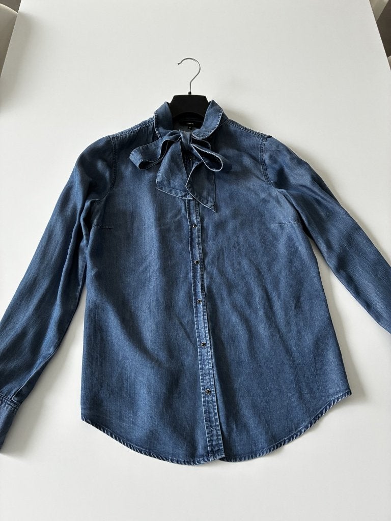 Donkerblauw jeanshemd met strik maat XS, Blauw, JBC, Ophalen of Verzenden, Zo goed als nieuw
