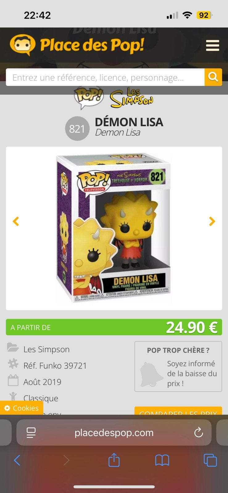 Funko pop Simpsons demon lisa 821, Verzamelen, Ophalen of Verzenden, Zo goed als nieuw