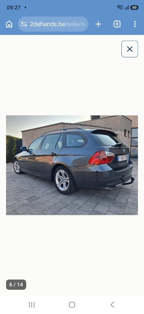 Bmw 318d e91 03/2007 enkel voor onderdelen 383.500 km, Auto's, BMW, 90 kW, Achterwielaandrijving, Zwart, 4 cilinders