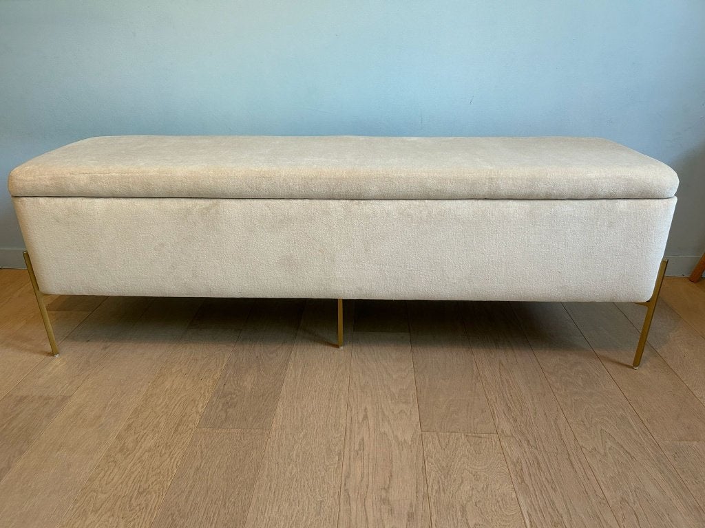 Beige bank met opbergruimte Westwing, Ophalen, Zo goed als nieuw, Rechte bank, Stof