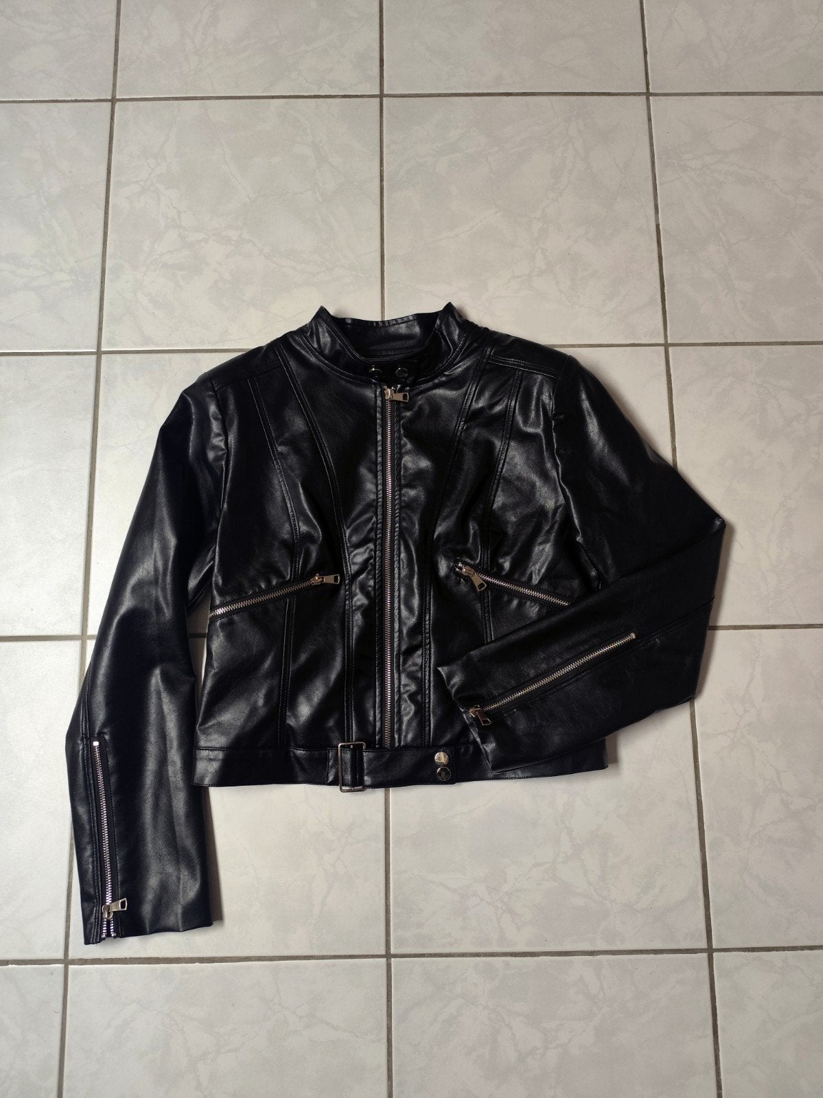 Leren jas, Kleding | Dames, Verzenden, Zo goed als nieuw, Maat 36 (S), Zwart