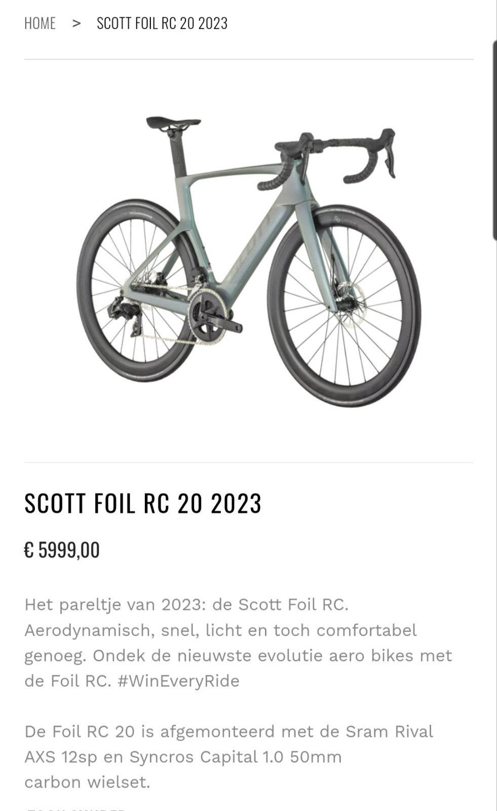 Scott Foil RC 20 maat L 56, Ophalen