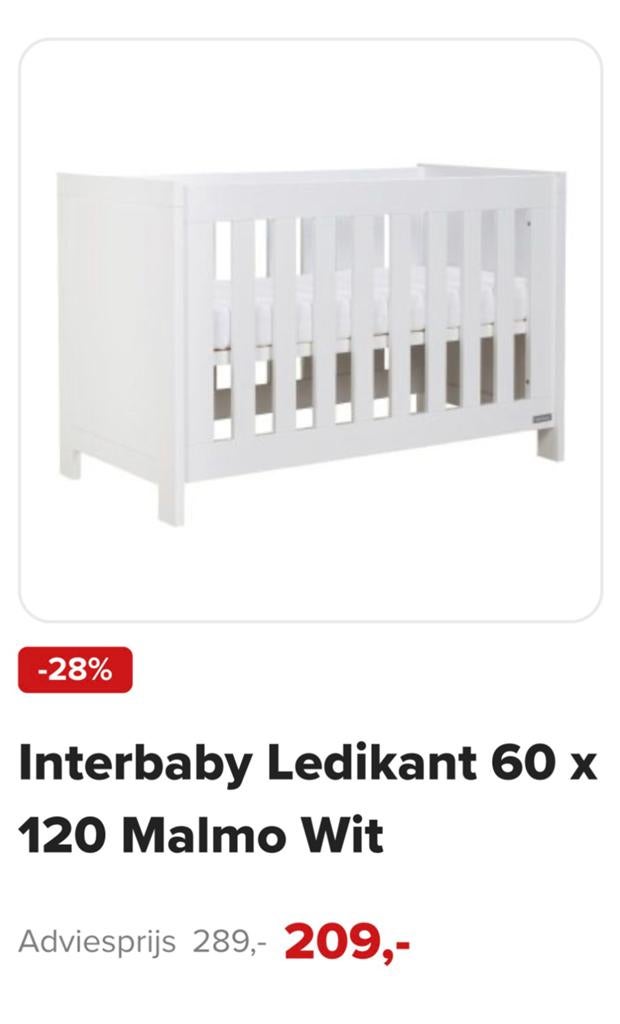 Ledikant babybed (Babydump) + Comfort matras (Van Asten), Ophalen, Zo goed als nieuw, Ledikant
