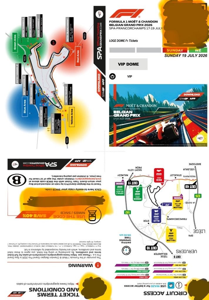 1 3D-VIP-ticket - Loge Dôme Belgium F1 Spa Francorchamps, Ophalen of Verzenden, Nieuw, Auto's