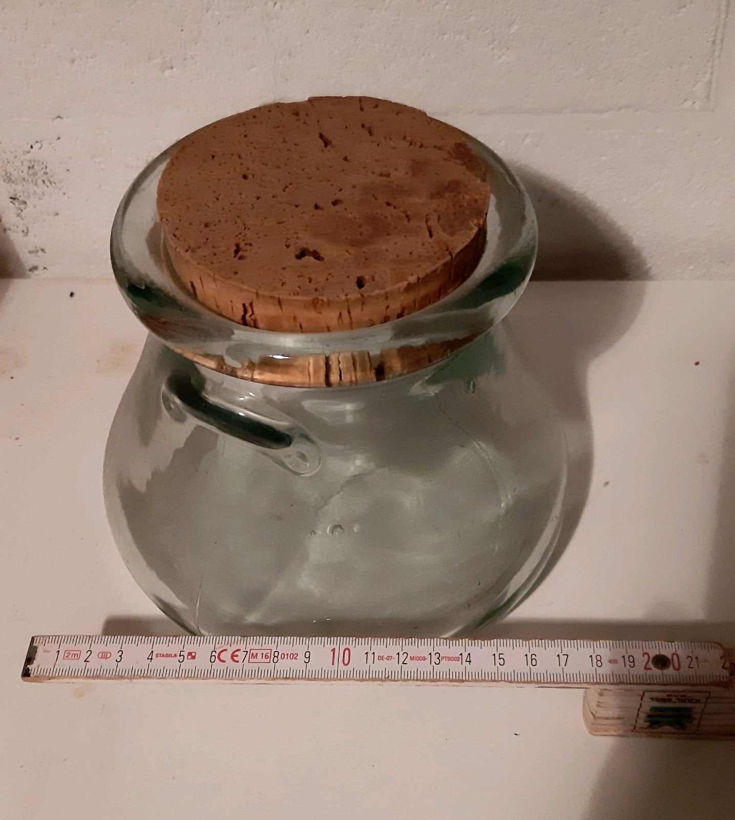 Dikke glazen pot met kurk, Ophalen, Gebruikt, Glas