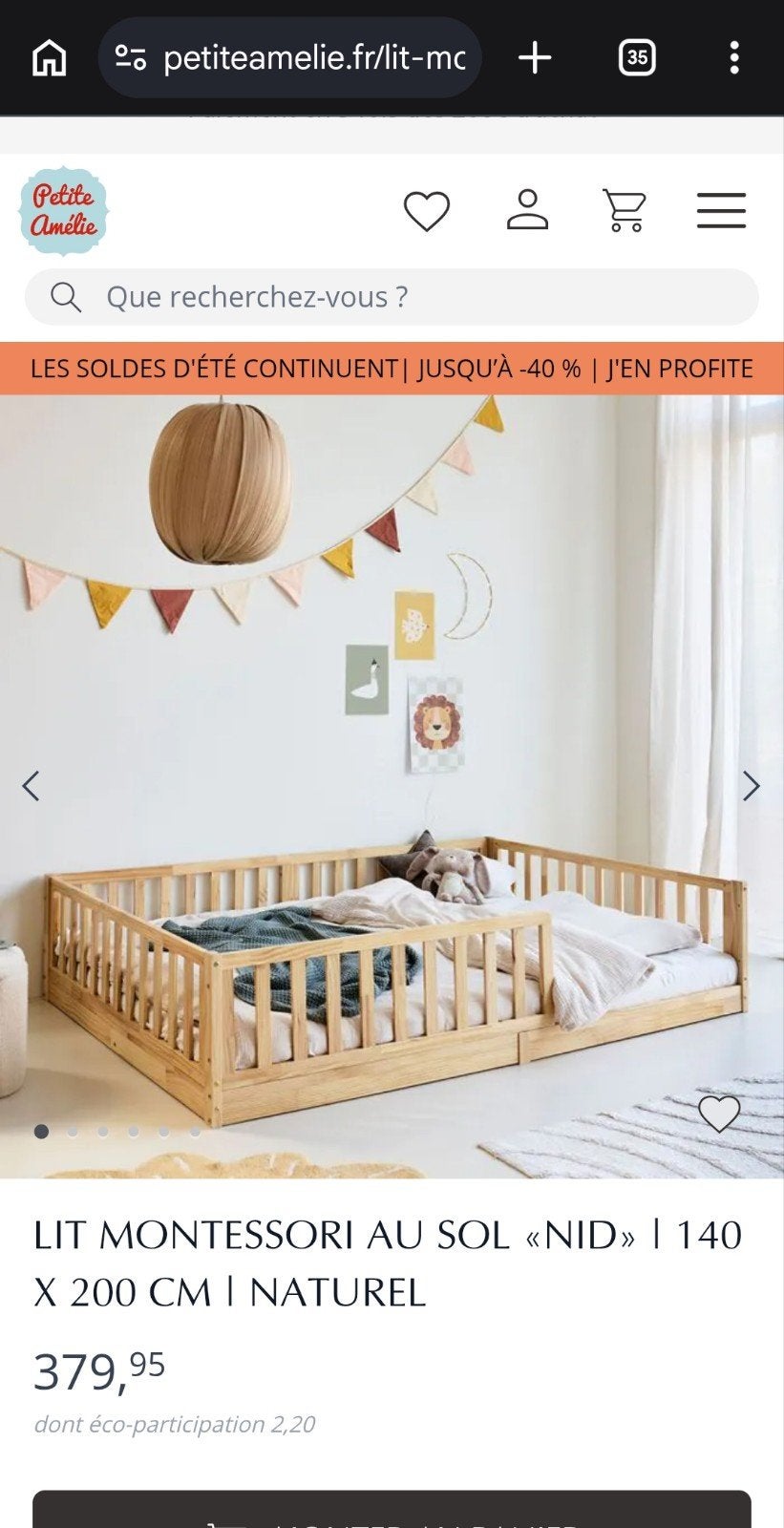 Montessori vloerbed 140x200 cm Petite Amelie, Ophalen
