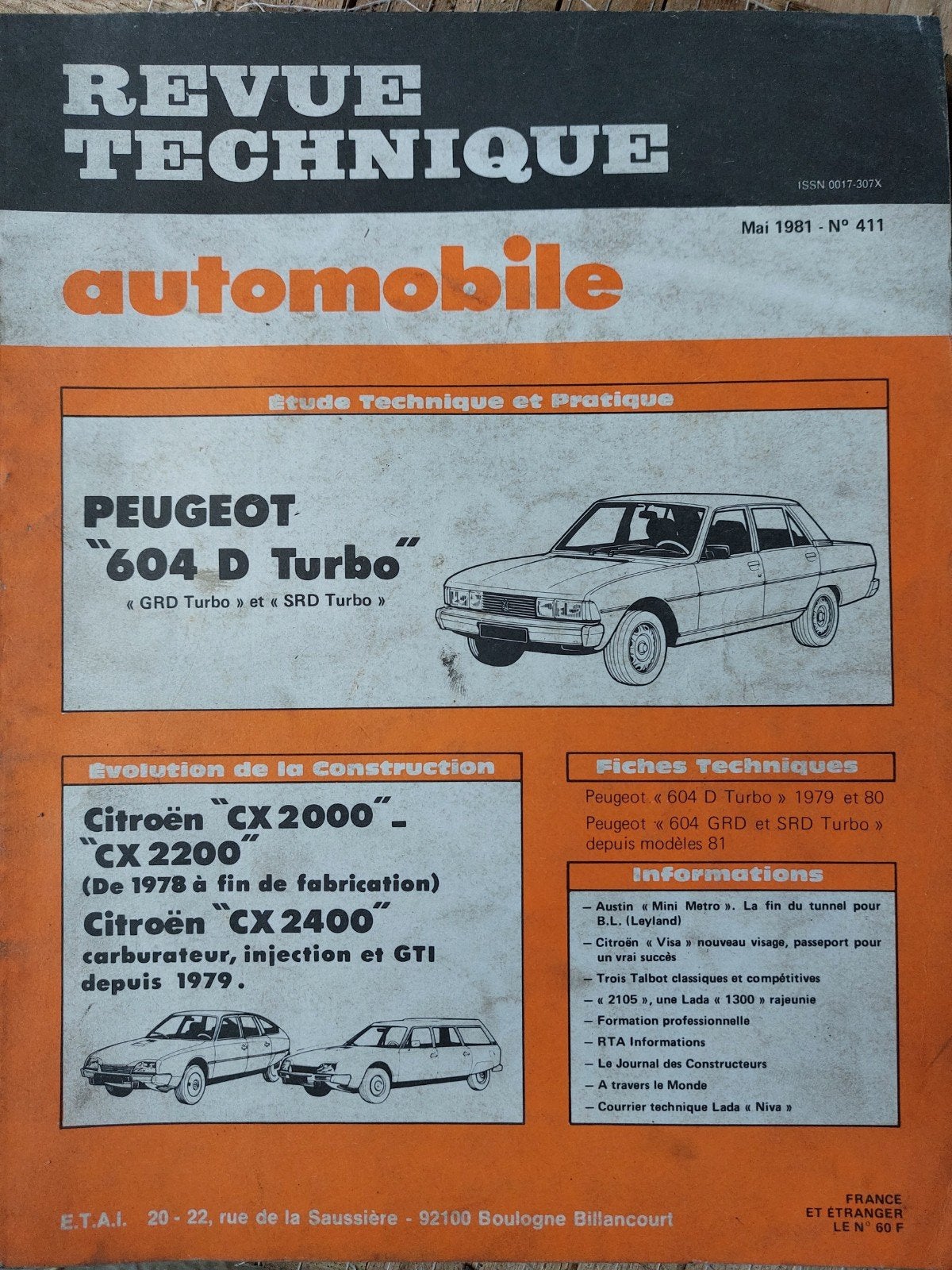 Revue Technique Peugeot 604 D, Boeken, Ophalen of Verzenden, Peugeot