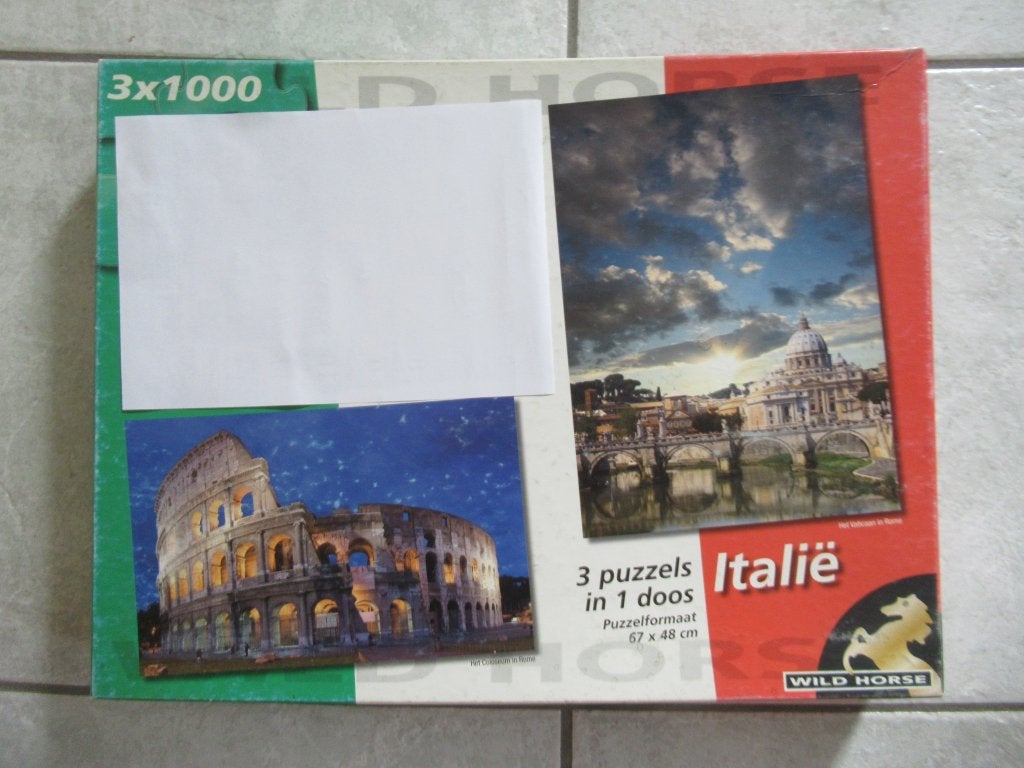 Doos met 2 volledige puzzels over Italië,  1000 stukjes, Ophalen, 500 t/m 1500 stukjes, Gebruikt, Legpuzzel