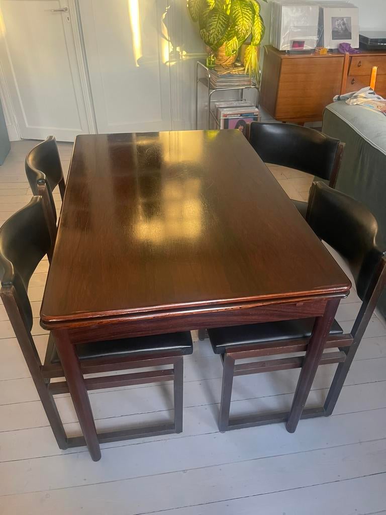 Vintage uitschuifbare eettafel (4-8 personen), Huis en Inrichting, Tafels | Eettafels, Ophalen, Gebruikt, 100 tot 150 cm, 50 tot 100 cm