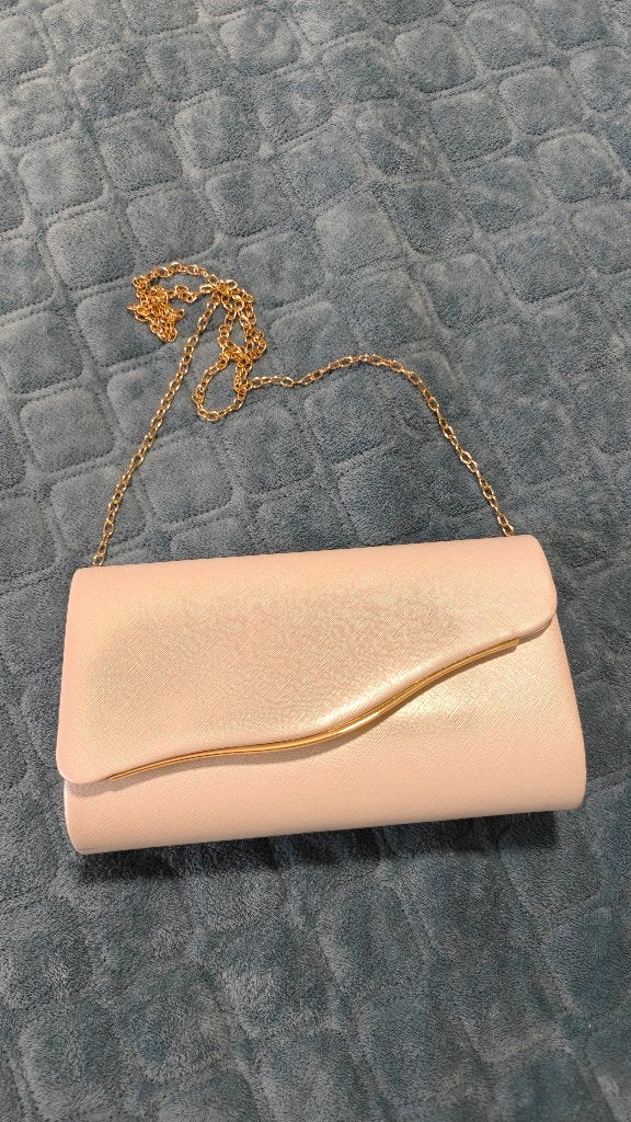 Dames clutch, Handtassen en Accessoires, Tassen | Damestassen, Ophalen, Zo goed als nieuw, Beige, Avondtasje