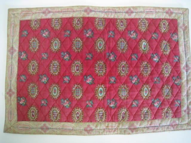 Vintage geborduurde jaren 30 onderlegger, in perfekte staat!, Ophalen, Rood