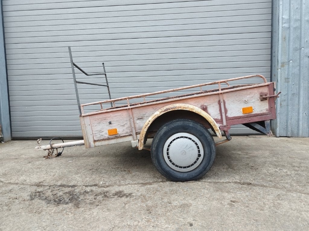 Aanhangwagen - enkele as - 185 x 130 cm, Ophalen, Gebruikt, Enkel as aanhangwagen, Geen idee