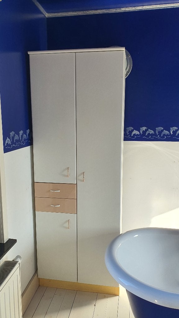 Witte opbergkast met legplanken en lades, Huis en Inrichting, Ophalen, Gebruikt