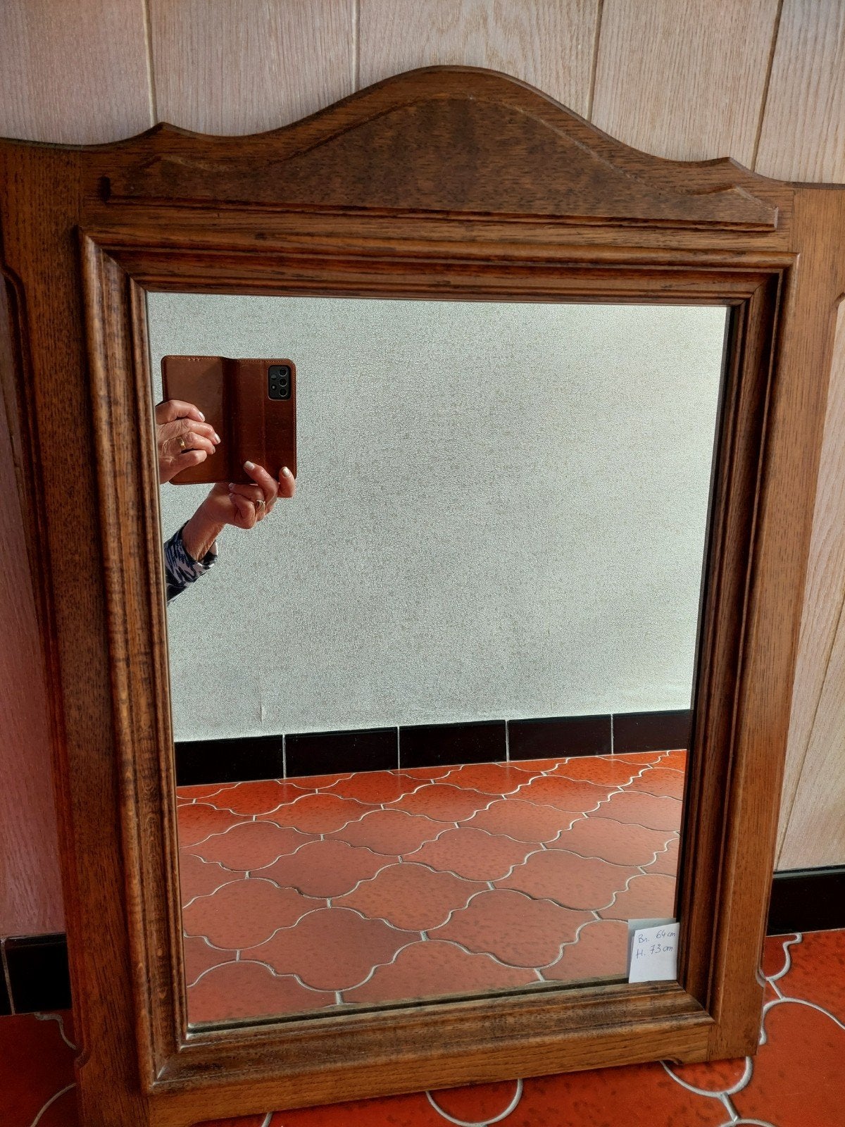 Spiegel met houten omlijsting 55/75cm, 14€, Ophalen