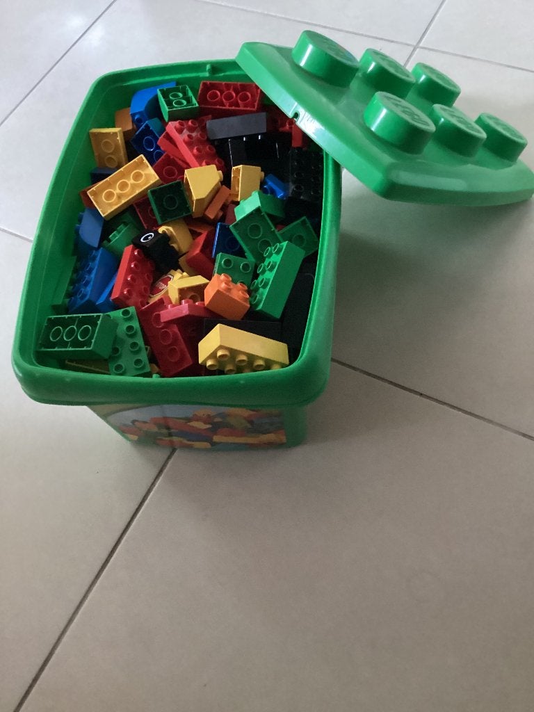 Lego Duplo bak vol met blokken, Ophalen of Verzenden, Gebruikt, Losse stenen, Duplo