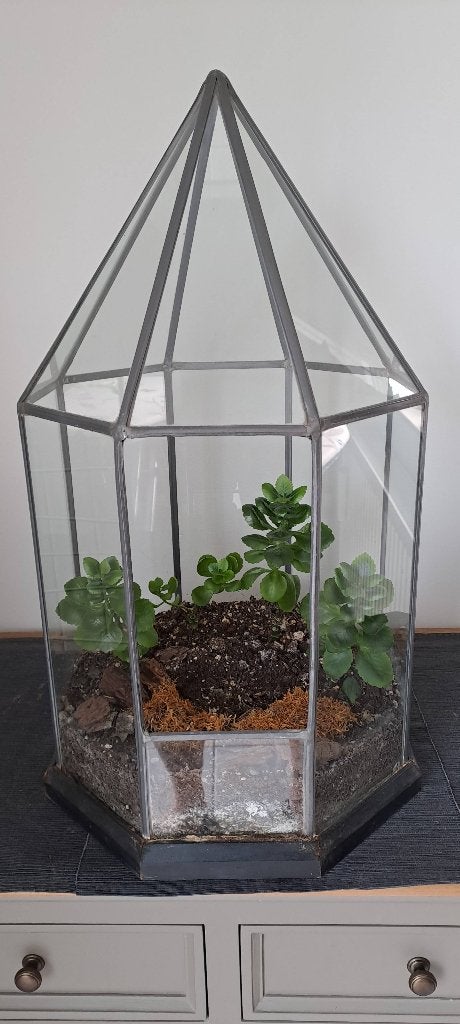 Glazen serretje met lood tussen het glas, Huis en Inrichting, Ophalen, Vintage, Gebruikt, Glas