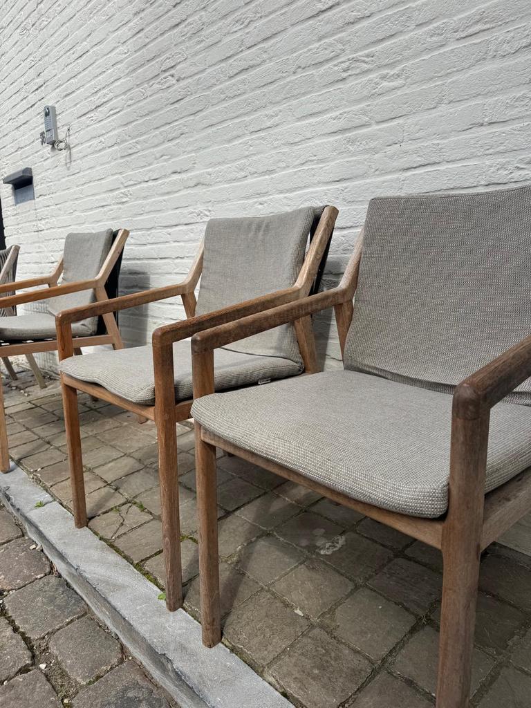 Teak terras stoel met kussen 58 stuks, Ophalen, Gebruikt, Teakhout