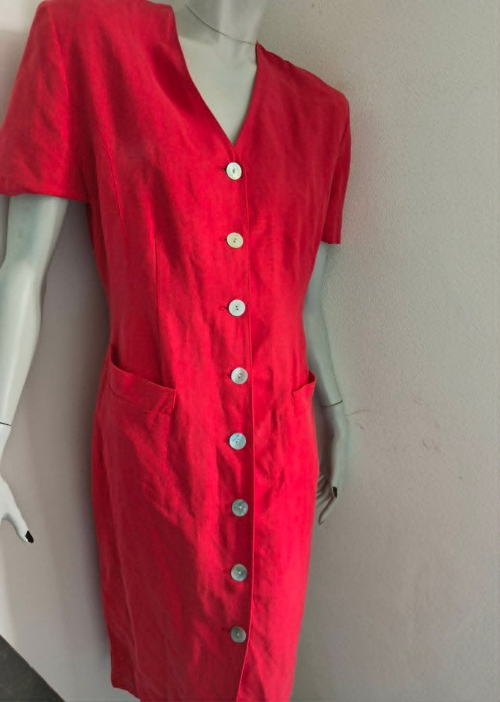 Robe d'été rougeen lin Cara Brussels S, Rouge, Cara Brussel, Enlèvement ou Envoi, Taille 36 (S)