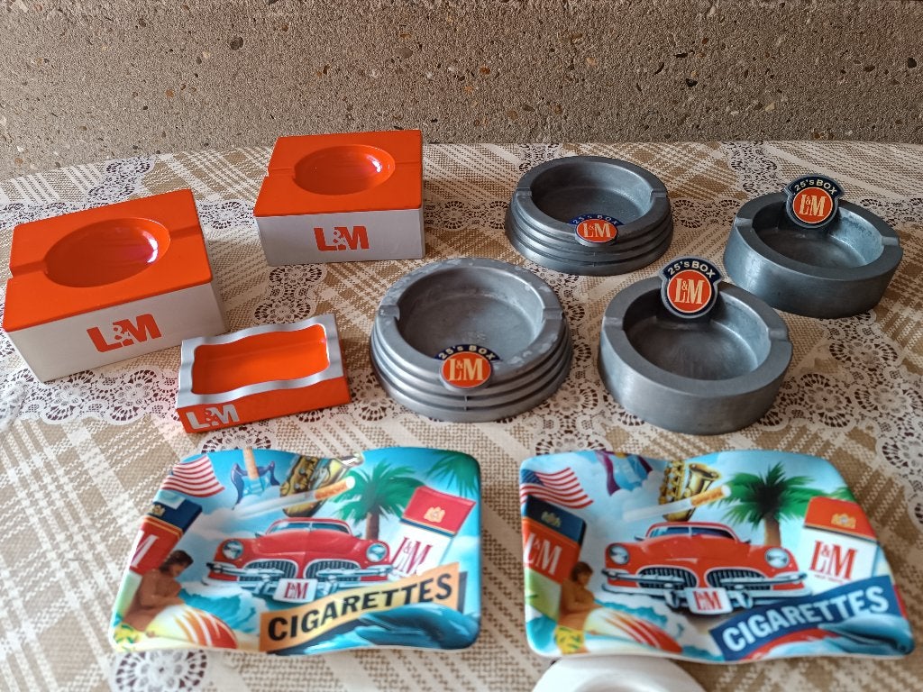 Asbak L&M - Asbakken - Cendrier - Ashtray - Vintage Retro., Verzamelen, Ophalen of Verzenden, Gebruikt, Asbak