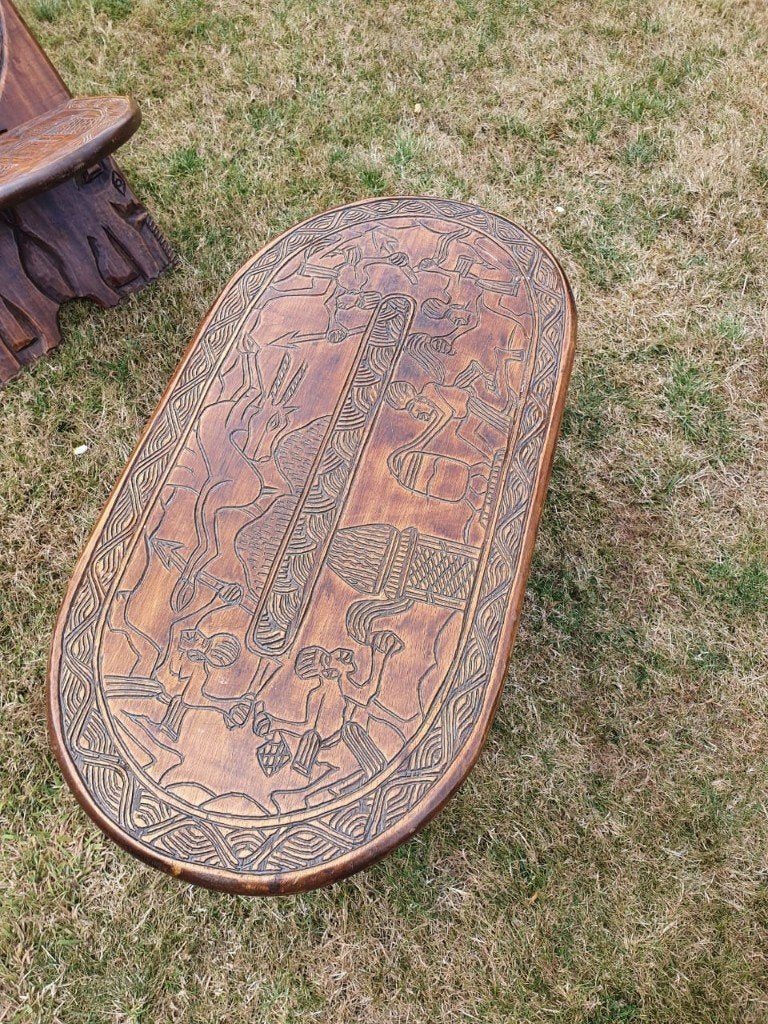 Afrikaanse palaver stoelen met tafeltje, Ophalen