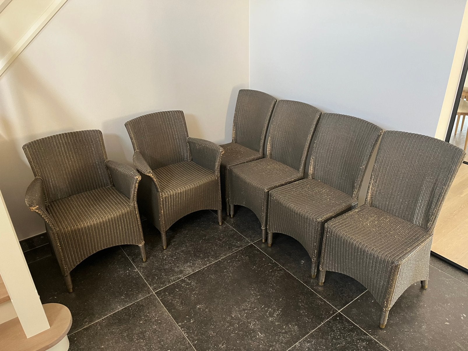 Set stoelen merk Vincent Sheppard, Huis en Inrichting, Stoelen, Ophalen, Gebruikt, Overige kleuren, Riet of Rotan