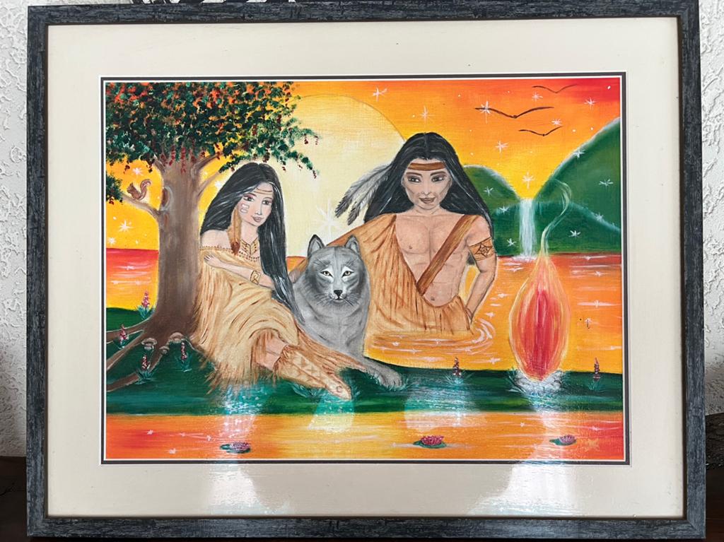 Schilderij indianen, Huis en Inrichting, Woonaccessoires | Schilderijen, Tekeningen en Foto's, Ophalen, Schilderij