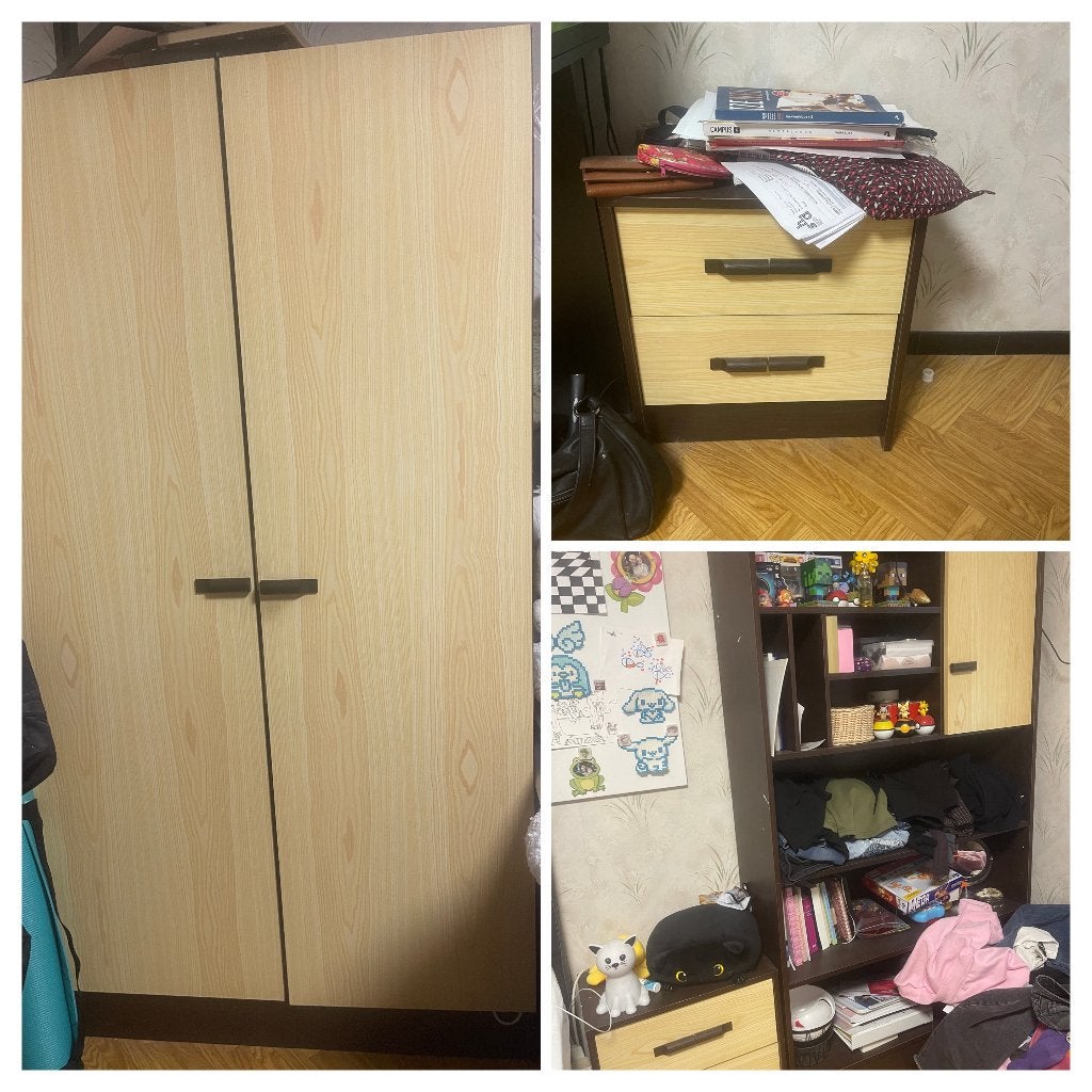 Kleerkast + open kast + 2 nachtkastjes, Ophalen, Gebruikt, Met klep(pen)