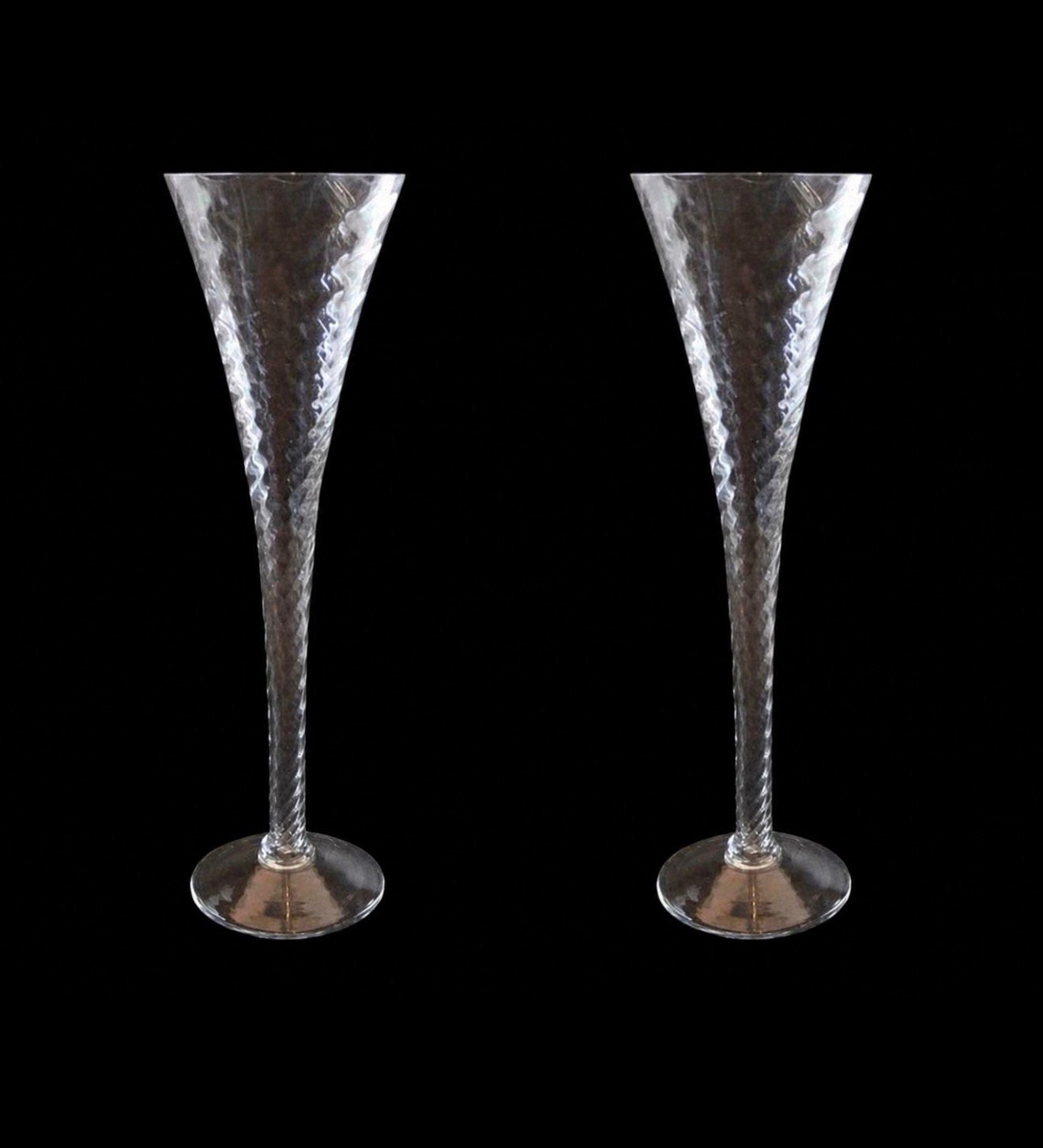 2x 26cm champagneglas Renoir-patroon champagefluit glas, Ophalen of Verzenden, Zo goed als nieuw, Overige typen
