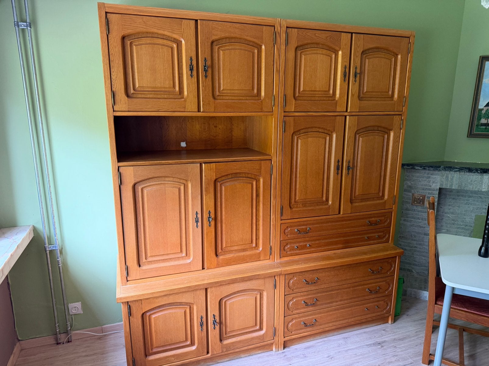 Wandkast, Ophalen, Gebruikt, Eikenhout, Met lade(s)