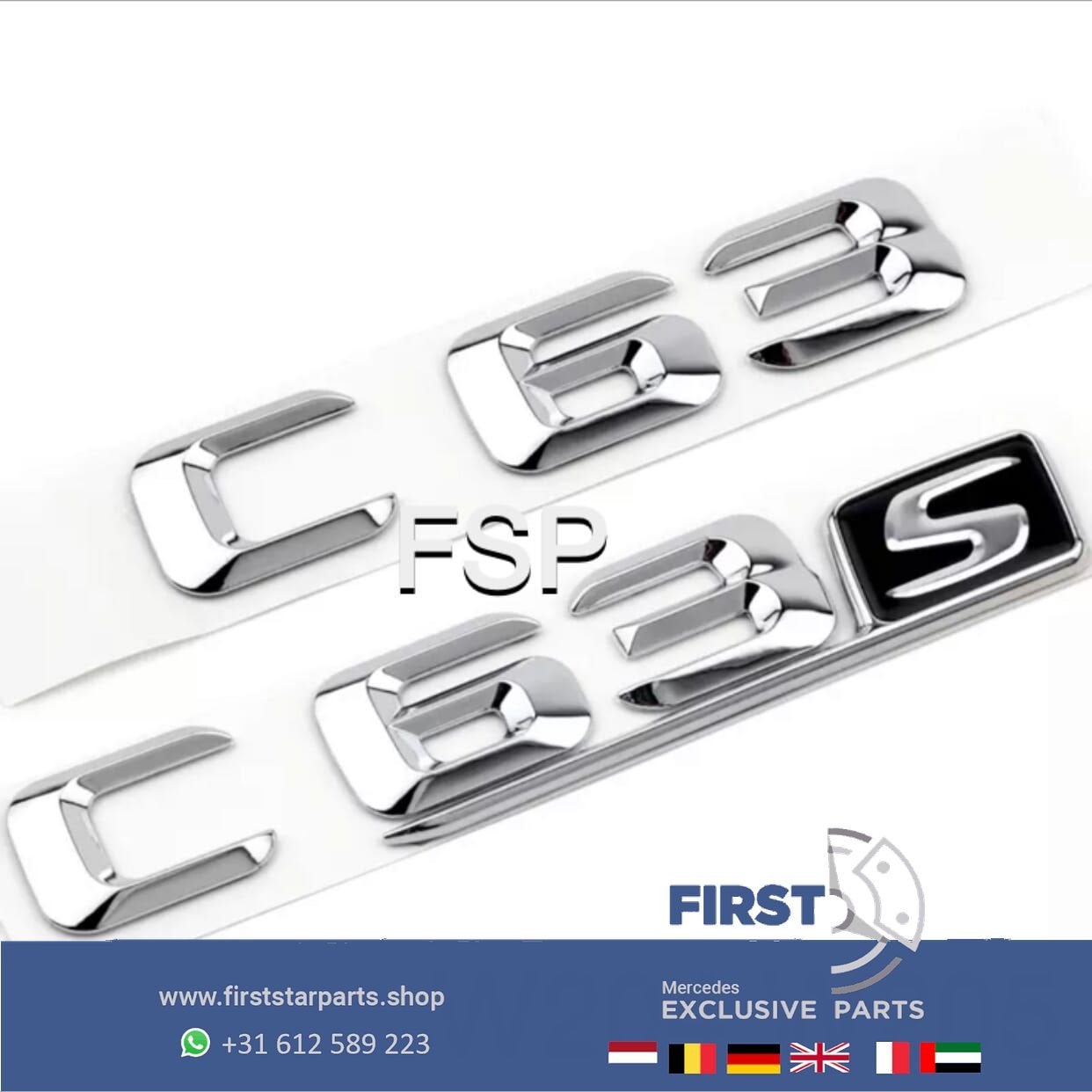 W205 C205 C63S AMG LOGO C 63 S LETTERS CHROOM EMBLEEM KOFFER, Gebruikt, -, Ophalen of Verzenden, Achter