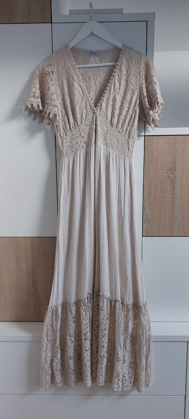 Mooi lang kleedje bohimian style., Enlèvement, Comme neuf, Taille 36 (S), Beige