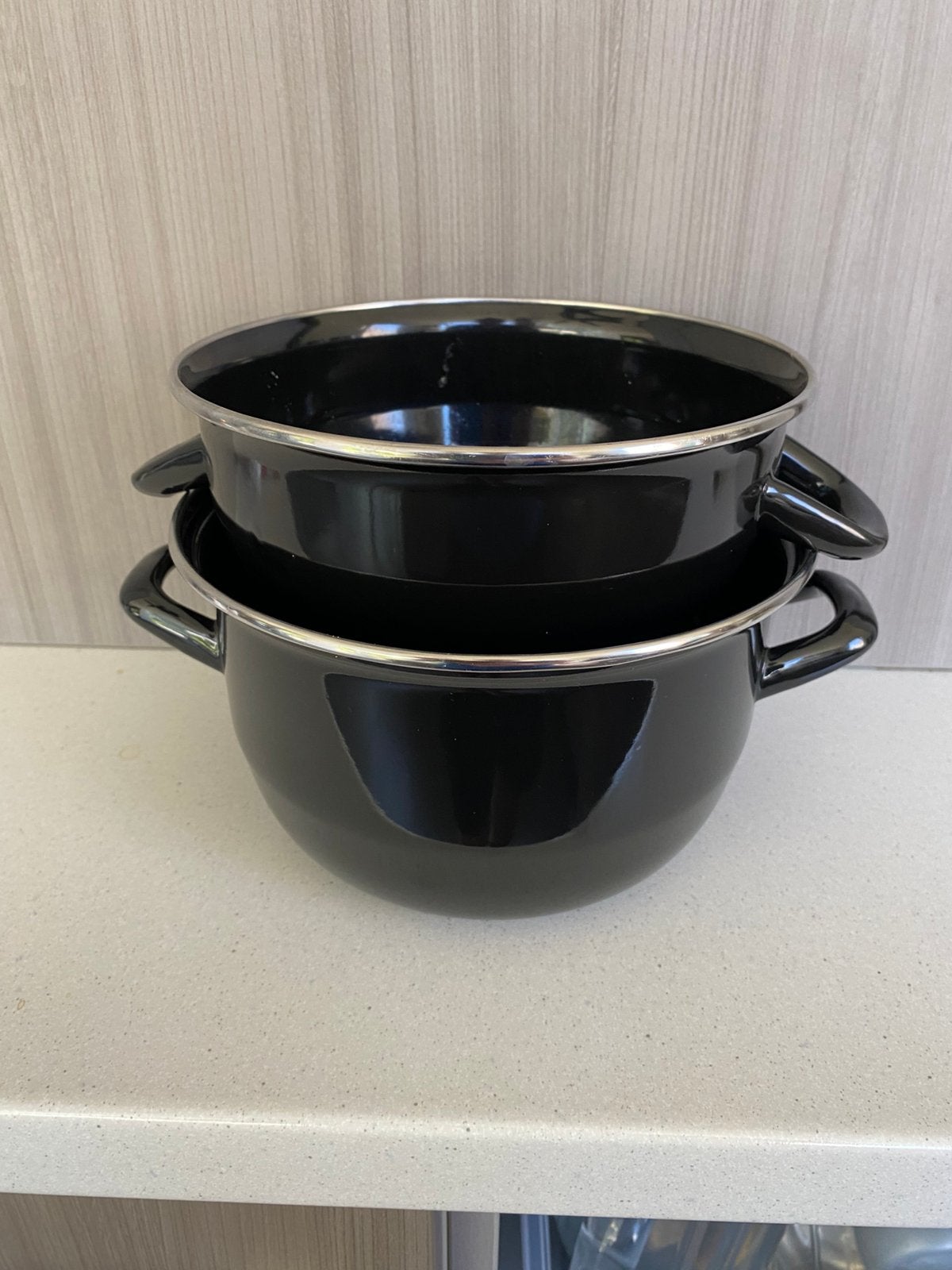 Marmites à moules noire émaillée (1 kg) –, Maison & Meubles, Enlèvement ou Envoi, Comme neuf, Émail