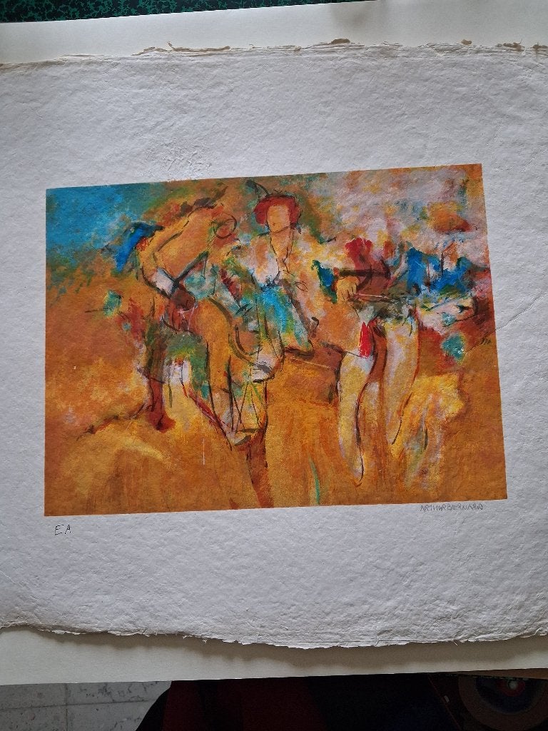 2 x Kleurenzeefdruk door Arthur Bernard 30cm x 40cm, Antiek en Kunst, Kunst | Schilderijen | Modern, Ophalen of Verzenden
