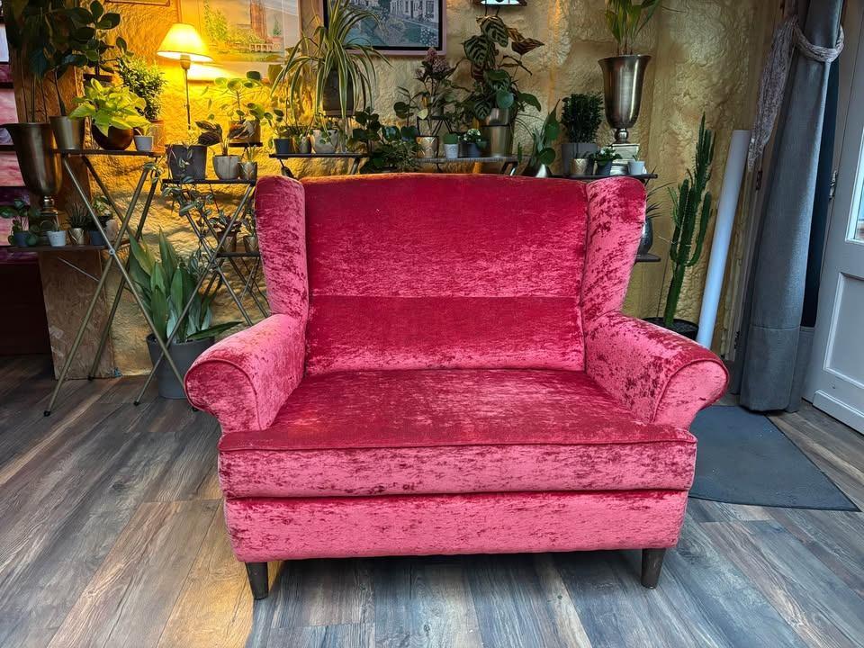 Vintage rode zetel, Huis en Inrichting, Zetels | Zetels en Chaises Longues, Ophalen, Gebruikt, Tweepersoons