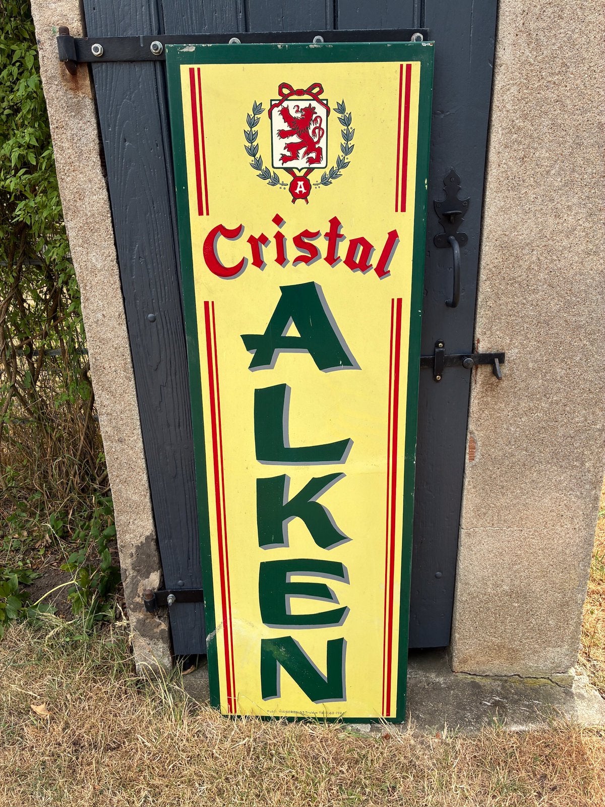 Reclame tôle Cristal Alken, Verzamelen, Merken en Reclamevoorwerpen, Ophalen, Gebruikt, Reclamebord