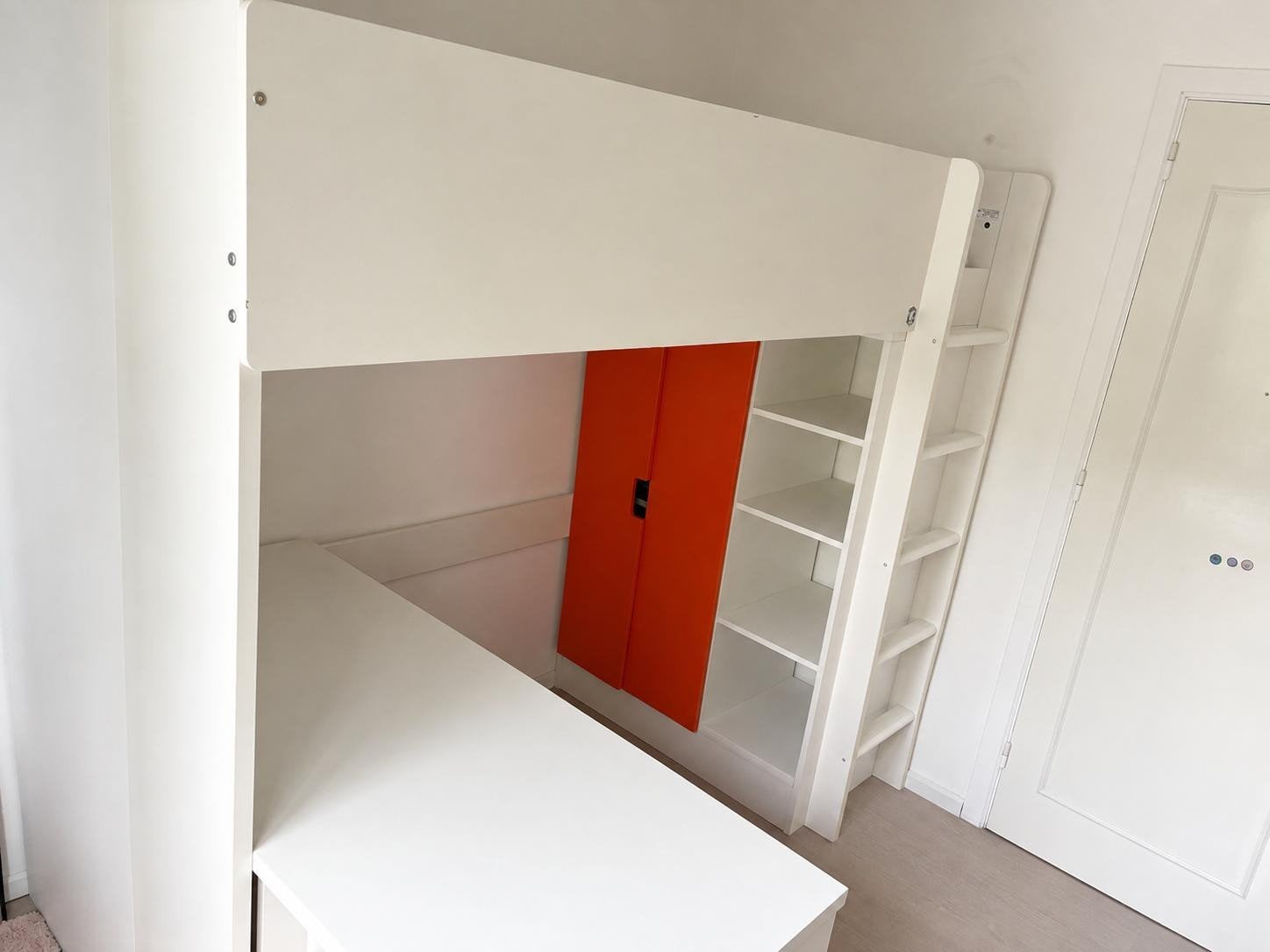 Ikea Smastad hoogslaper, bed met bureau en kast, 90 cm, Une personne, Enlèvement, Utilisé