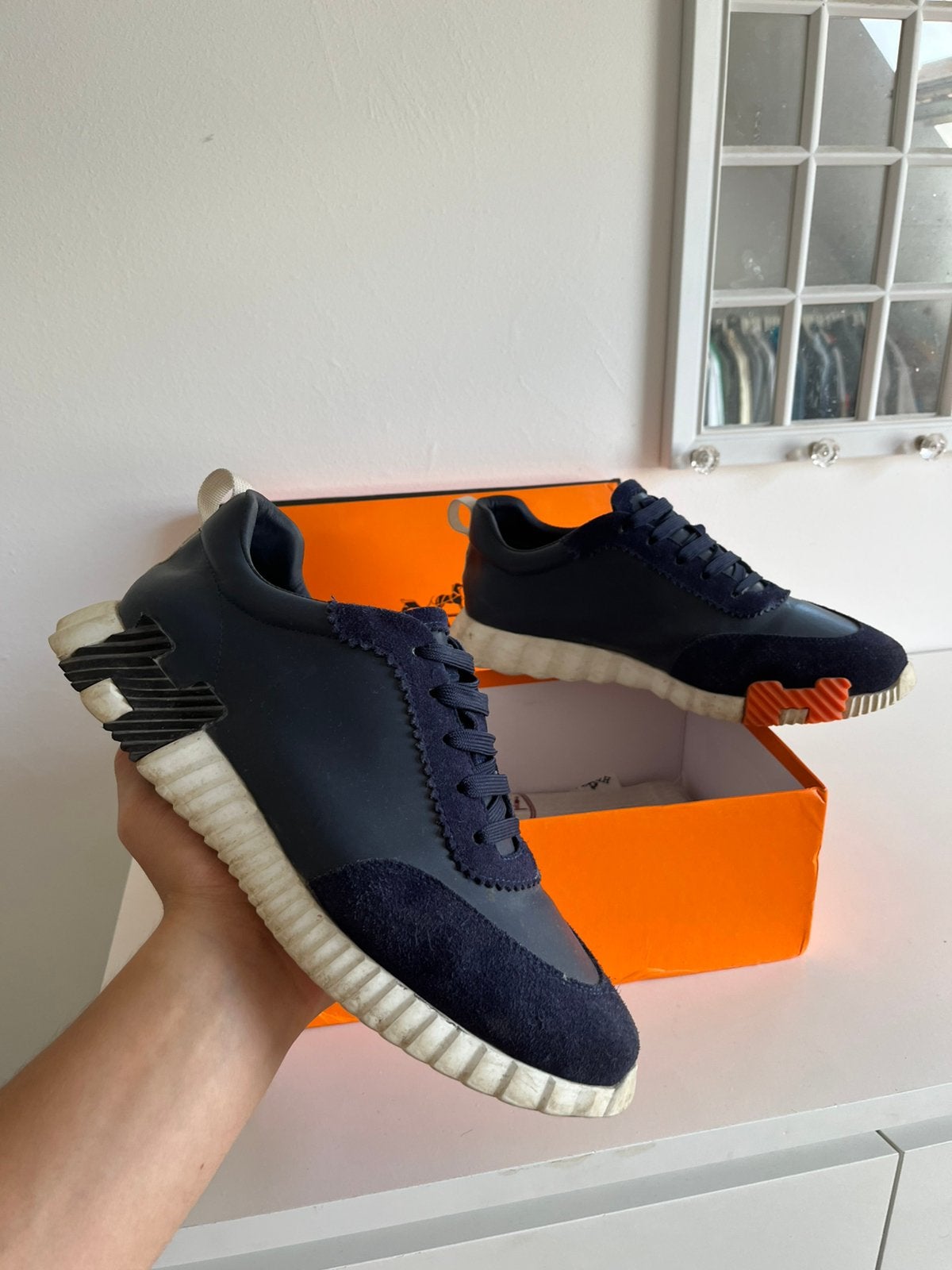 Hermès Bouncing maat 45, Blauw, Ophalen of Verzenden, Zo goed als nieuw, Sneakers