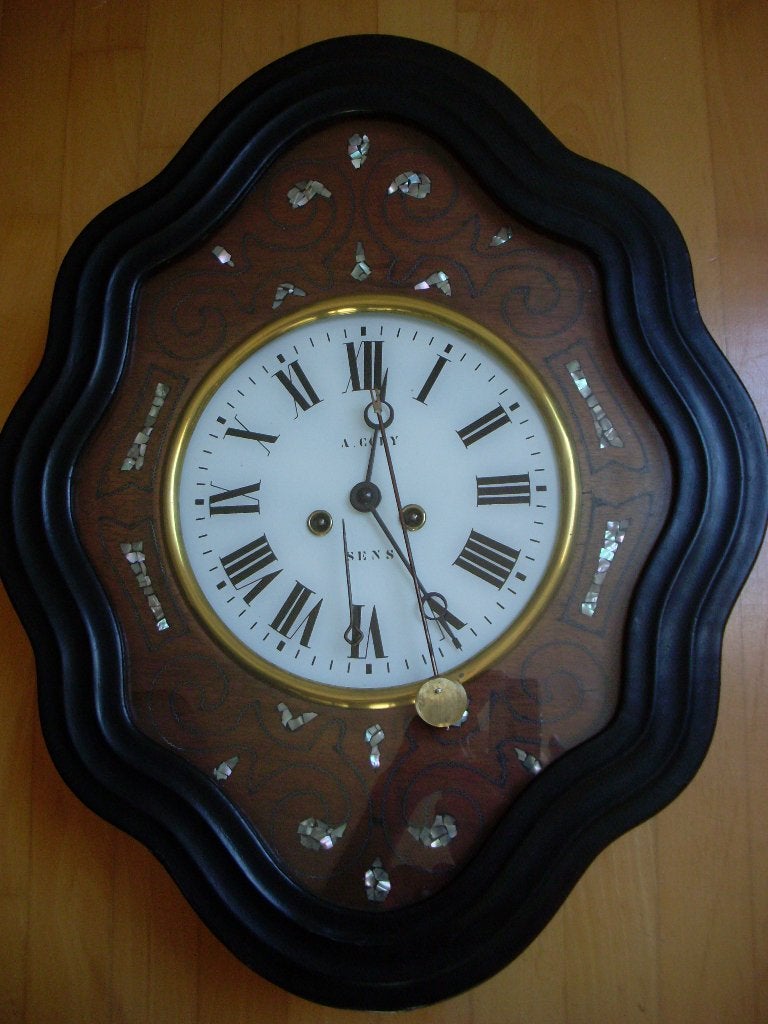 Houten antieke wandklok Sens A Coly, Antiek en Kunst, Ophalen of Verzenden