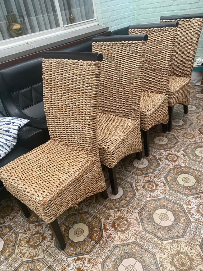 4 rieten stoelen, Ophalen, Zo goed als nieuw