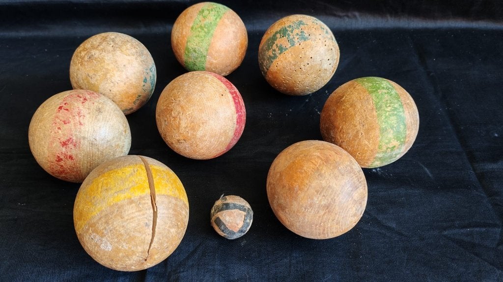 Antiek jeu de boules / petanqueballen set, Ophalen of Verzenden, Gebruikt