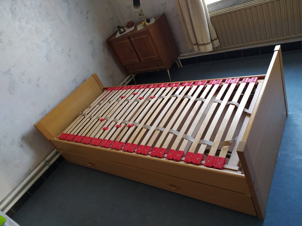Eenpersoonsbed met onderschuifbed, Maison & Meubles, 90 cm, Beige, Enlèvement, Bois