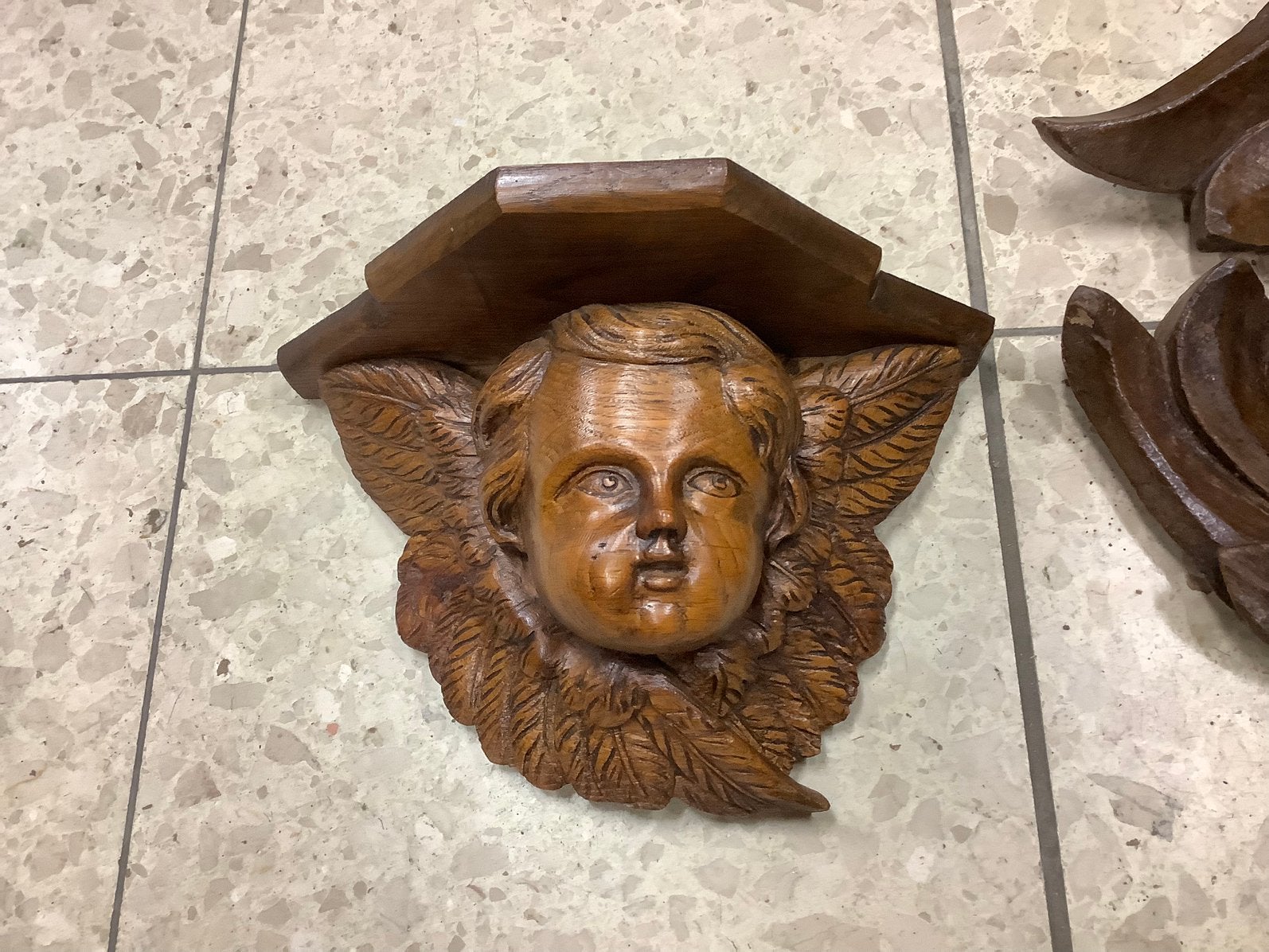 Console murale ancienne en bois sculpté – Tête d’ange, Antiquités & Art, Antiquités | Objets religieux, Enlèvement ou Envoi