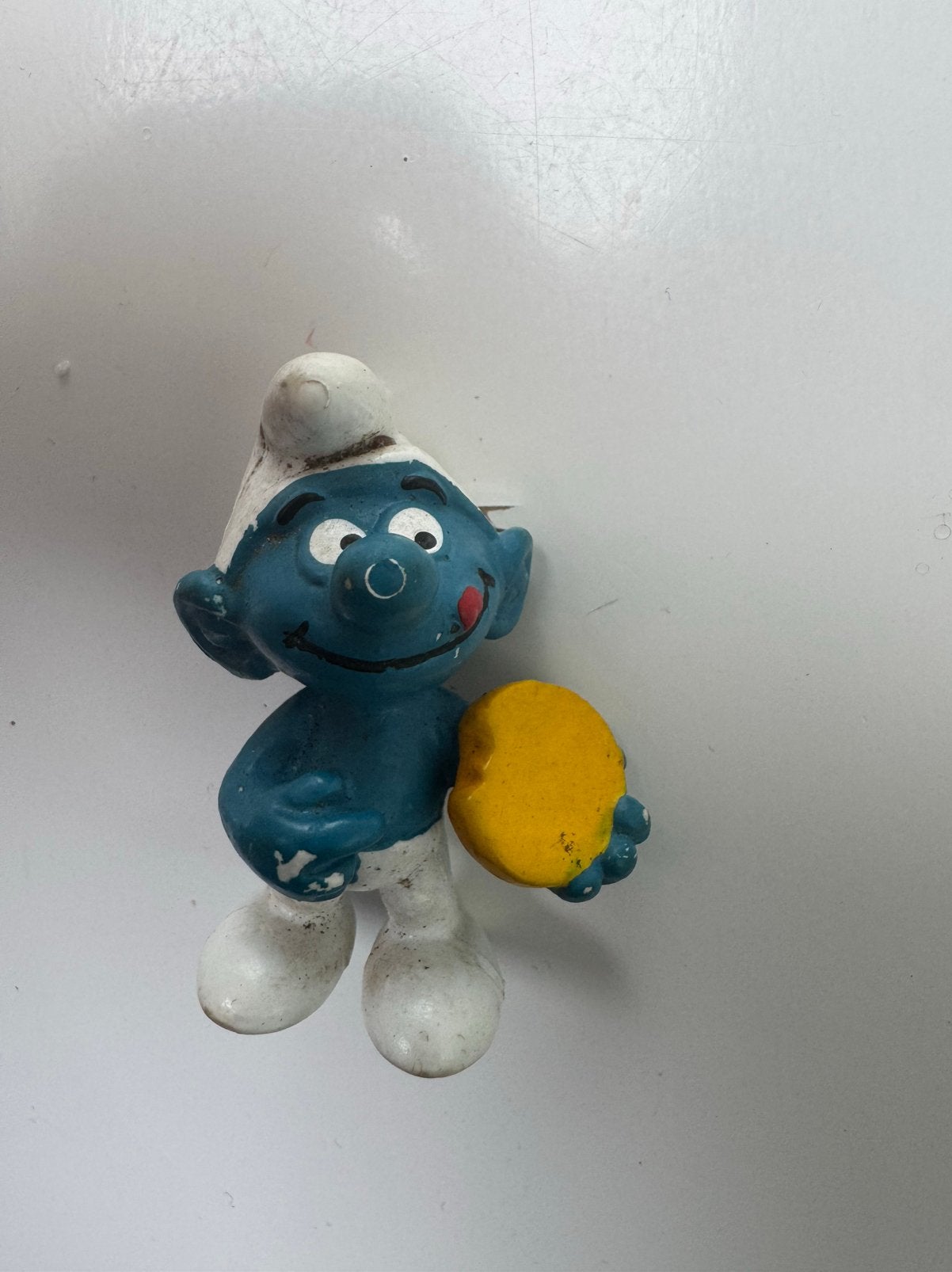 Vintage Peyo Bully Smurf With Biscuit Cookie, Ophalen of Verzenden, Gebruikt, Smulsmurf, Poppetje, Figuurtje of Knuffel
