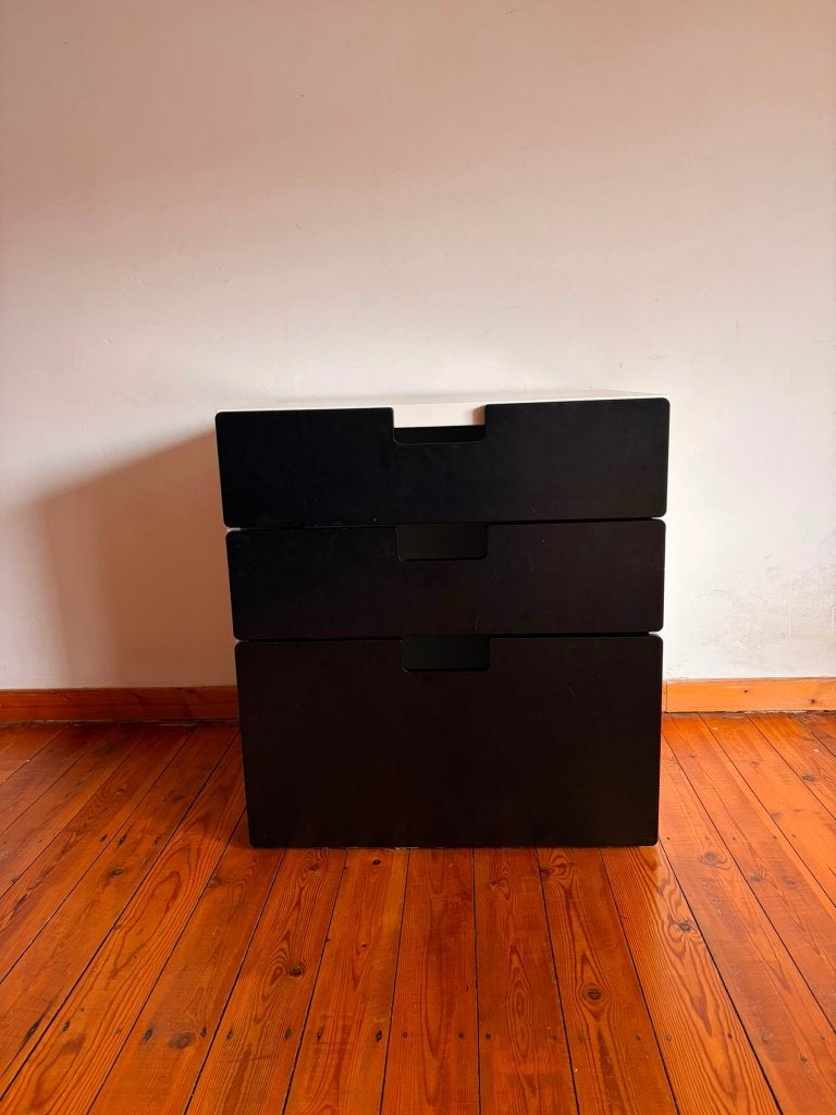 Commode et bloc de bureau (3 tiroirs) blanc et noir, Maison & Meubles, 3 ou 4 tiroirs, Moins de 100 cm, Comme neuf, Enlèvement