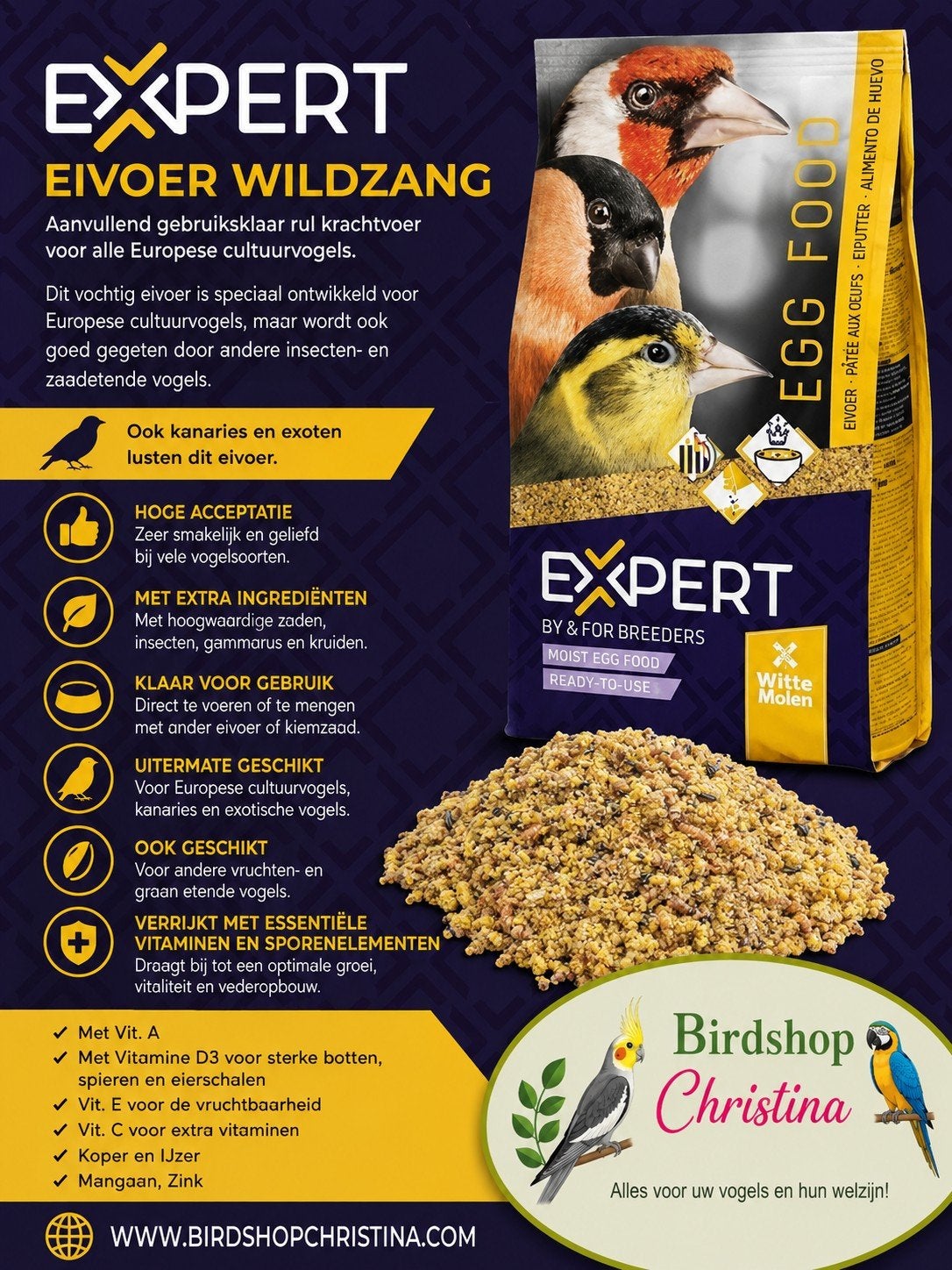 EXPERT Eivoer Wildzang 3kg - 15.6% Eiwitten, Insecten, gamma, Dieren en Toebehoren, Ophalen