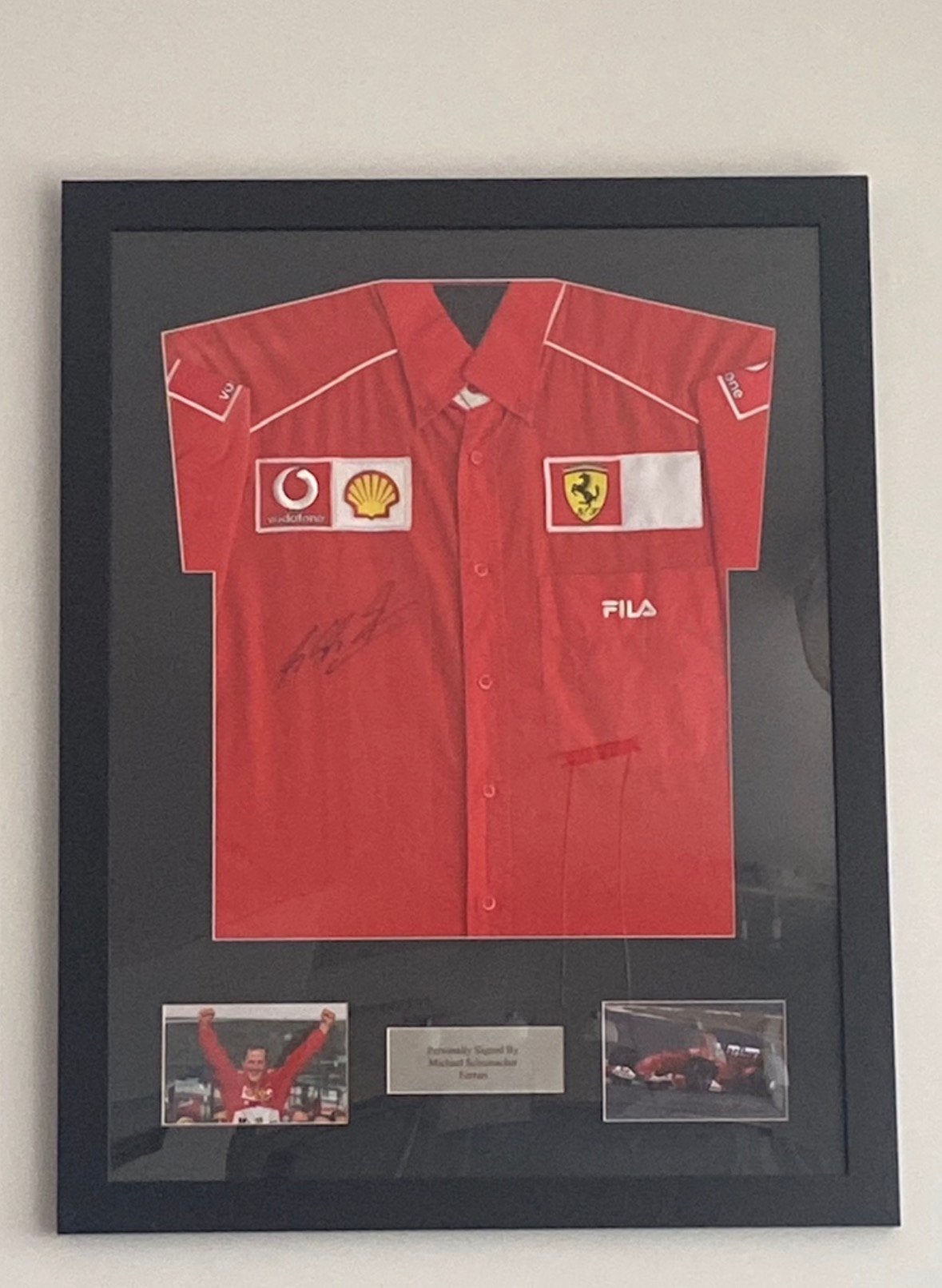 Gesigneerd Ferrari hemd MICHAEL SCHUMACHER, Enlèvement, Comme neuf