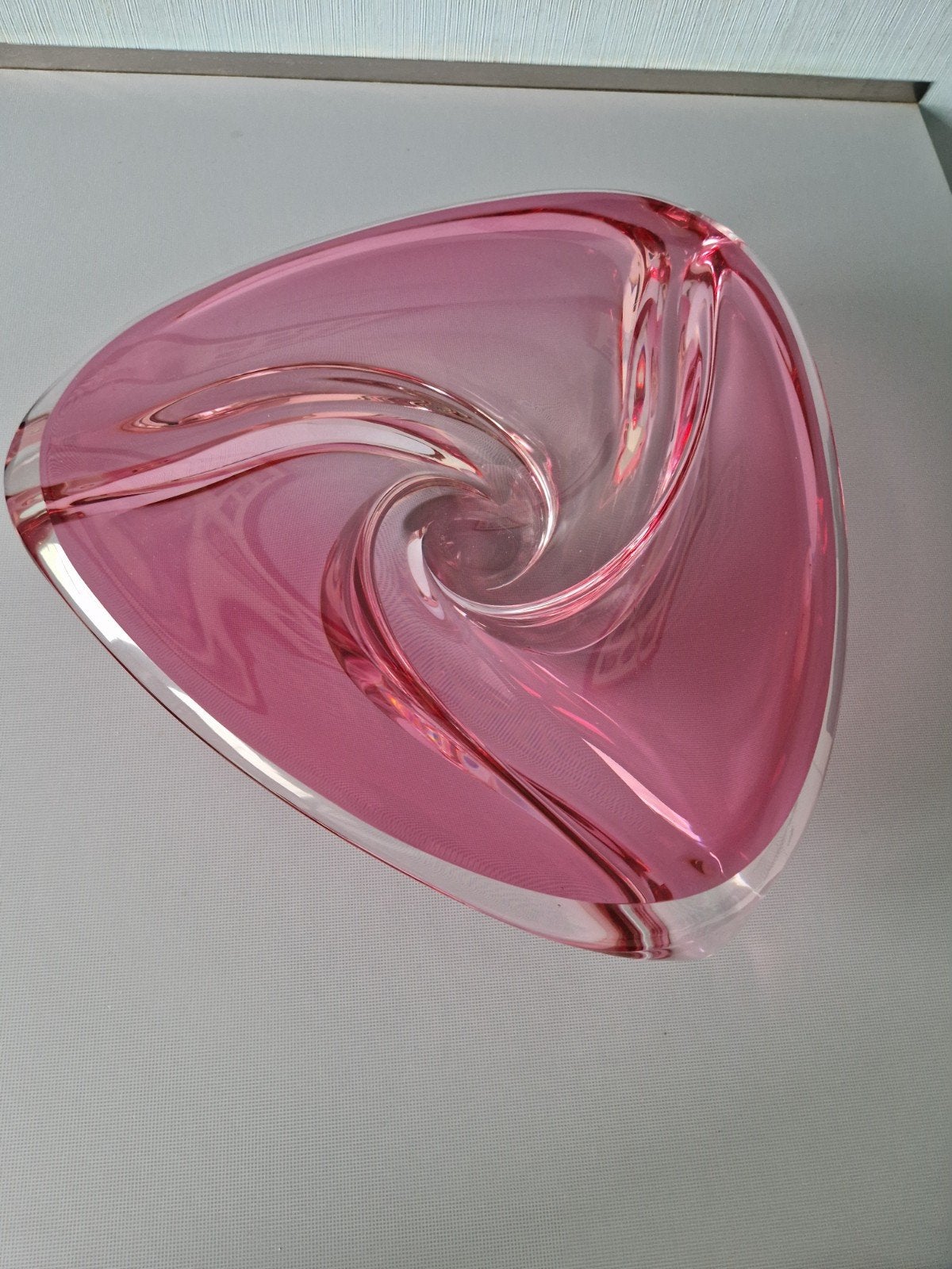 Val Saint Lambert rose dik kristalglas swirl schaal, Enlèvement